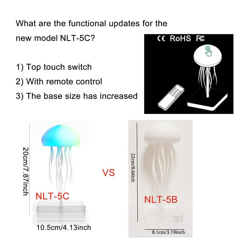 Jellyfish Design Ambient Modern Night Lights, 1 Count Rechargeable Jellyfish Table Lamp, LED Jellyfish Decorative Light for Bedroom, Modern Mood Lighting, Jellyfish Lamp for Home Decor