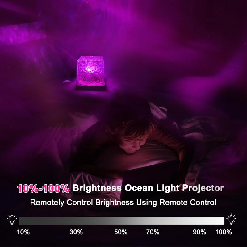 Northern Lights Ocean Wave Projector Light Gradual Rotating Flame Water Ripple Lamp Remote for Office, Bedroom, Bar, Restaurant & Home Decor