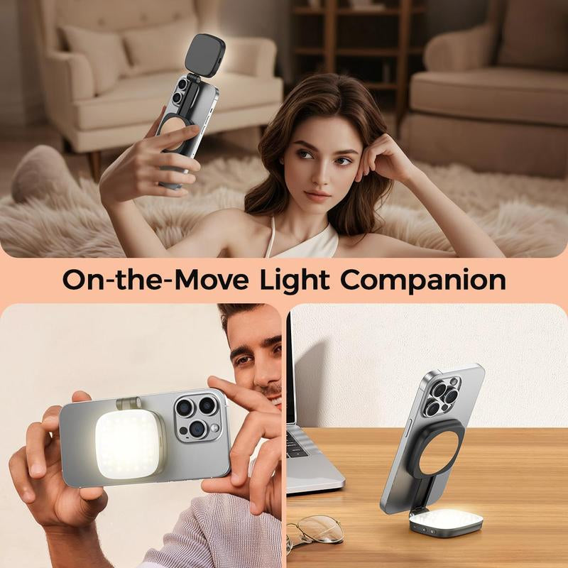 Foldable Magnetic Fill Light, 360° LED Selfie Fill Light, for Selfies, Phone Stand, Magnetic Selfie Light Compatible with Magsafe Iphone